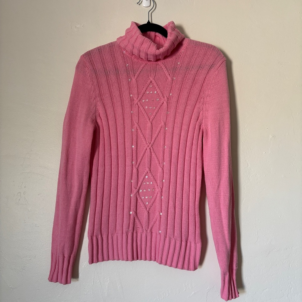 Izod Women’s Pink Knit Turtleneck Sweater, Size S/P